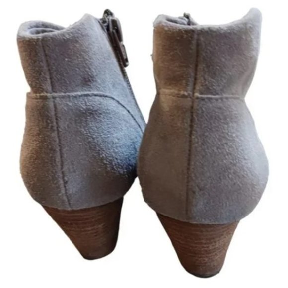 Aldo Tan Leather Suede Stacked Western Underslung Heel  Ankle Booties Size 6 - Picture 7 of 9